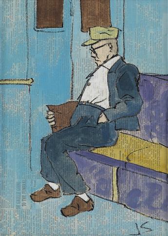 JOSEPH SOLMAN Seated Man on a Subway Car.